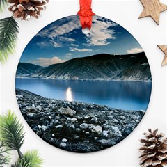 Shore Mountain Water Landscape Ornament (round) by Celenk