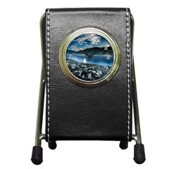 Shore Mountain Water Landscape Pen Holder Desk Clocks by Celenk