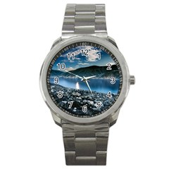 Shore Mountain Water Landscape Sport Metal Watch