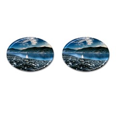 Shore Mountain Water Landscape Cufflinks (oval) by Celenk