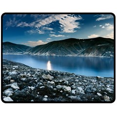 Shore Mountain Water Landscape Fleece Blanket (medium) 