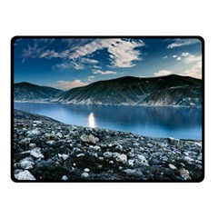 Shore Mountain Water Landscape Double Sided Fleece Blanket (small) 