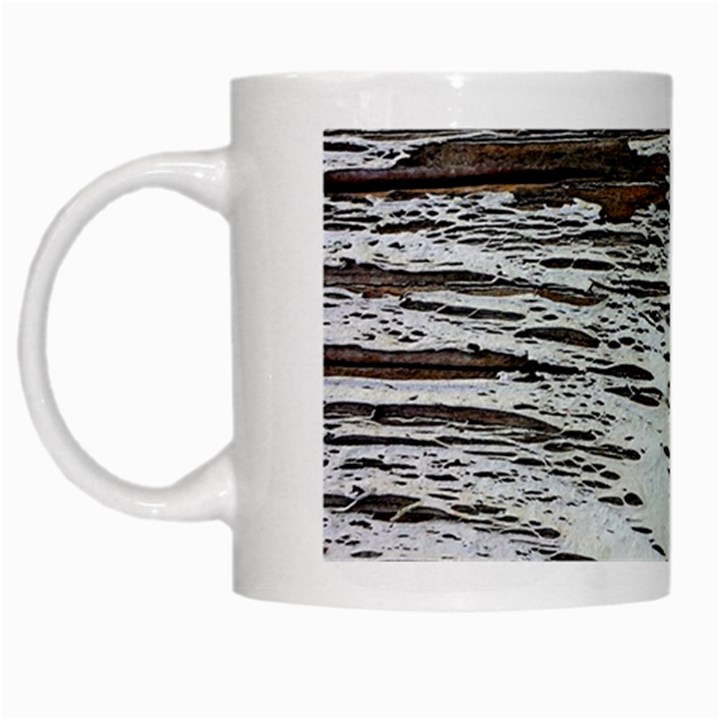 Wood Knot Fabric Texture Pattern Rough White Mugs