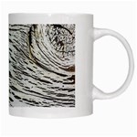 Wood Knot Fabric Texture Pattern Rough White Mugs Right