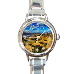 Hills Countryside Landscape Rural Round Italian Charm Watch by Celenk