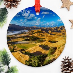 Hills Countryside Landscape Rural Ornament (round) by Celenk