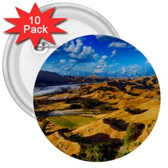 Hills Countryside Landscape Rural 3  Buttons (10 Pack)  by Celenk