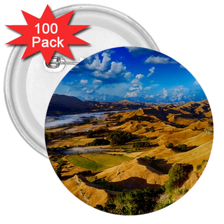 Hills Countryside Landscape Rural 3  Buttons (100 pack) 