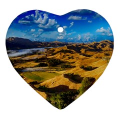 Hills Countryside Landscape Rural Heart Ornament (two Sides) by Celenk