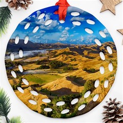 Hills Countryside Landscape Rural Ornament (round Filigree) by Celenk