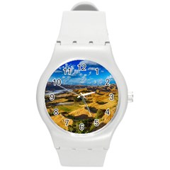 Hills Countryside Landscape Rural Round Plastic Sport Watch (m) by Celenk