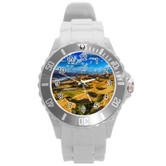 Hills Countryside Landscape Rural Round Plastic Sport Watch (l) by Celenk