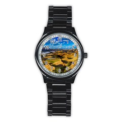 Hills Countryside Landscape Rural Stainless Steel Round Watch