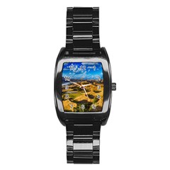 Hills Countryside Landscape Rural Stainless Steel Barrel Watch