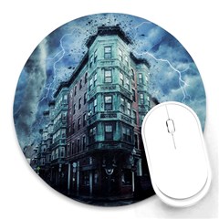 Storm Weather Thunderstorm Nature Round Mousepads by Celenk