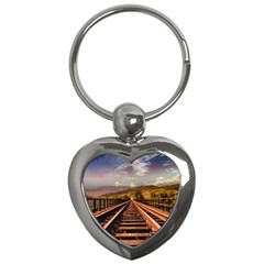 Railway Track Travel Railroad Key Chains (heart)  by Celenk