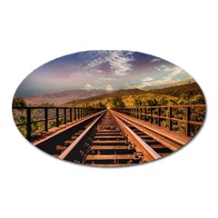 Railway Track Travel Railroad Oval Magnet by Celenk