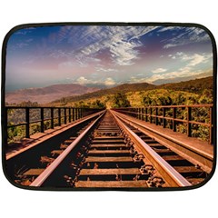 Railway Track Travel Railroad Fleece Blanket (mini) by Celenk