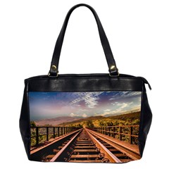 Railway Track Travel Railroad Office Handbags (2 Sides)  by Celenk