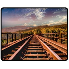 Railway Track Travel Railroad Double Sided Fleece Blanket (medium)  by Celenk