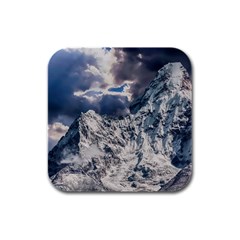 Mountain Snow Winter Landscape Rubber Square Coaster (4 Pack) 