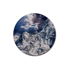 Mountain Snow Winter Landscape Rubber Coaster (round) 