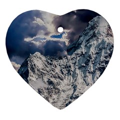 Mountain Snow Winter Landscape Heart Ornament (two Sides)