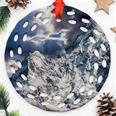 Mountain Snow Winter Landscape Ornament (round Filigree) by Celenk