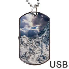 Mountain Snow Winter Landscape Dog Tag Usb Flash (one Side) by Celenk