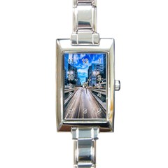 Urban Street Cityscape Modern City Rectangle Italian Charm Watch