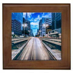 Urban Street Cityscape Modern City Framed Tiles by Celenk