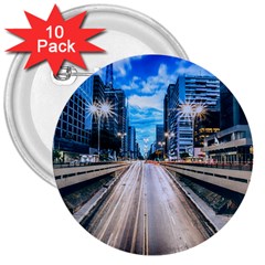 Urban Street Cityscape Modern City 3  Buttons (10 Pack)  by Celenk