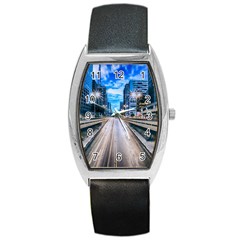 Urban Street Cityscape Modern City Barrel Style Metal Watch