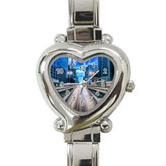 Urban Street Cityscape Modern City Heart Italian Charm Watch