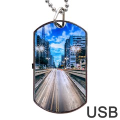 Urban Street Cityscape Modern City Dog Tag Usb Flash (two Sides) by Celenk