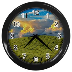 Sunrise Hills Landscape Nature Sky Wall Clocks (black) by Celenk