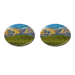 Sunrise Hills Landscape Nature Sky Cufflinks (oval)