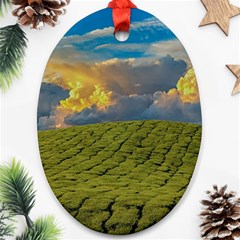 Sunrise Hills Landscape Nature Sky Oval Ornament (two Sides) by Celenk