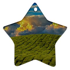 Sunrise Hills Landscape Nature Sky Star Ornament (two Sides) by Celenk