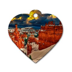 Snow Landscape Winter Cold Nature Dog Tag Heart (two Sides) by Celenk