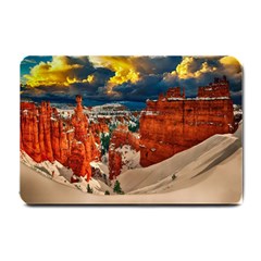 Snow Landscape Winter Cold Nature Small Doormat  by Celenk