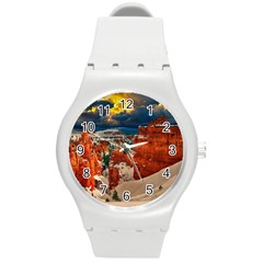 Snow Landscape Winter Cold Nature Round Plastic Sport Watch (m) by Celenk