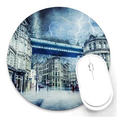 Storm Weather Nature Thunderstorm Round Mousepads by Celenk