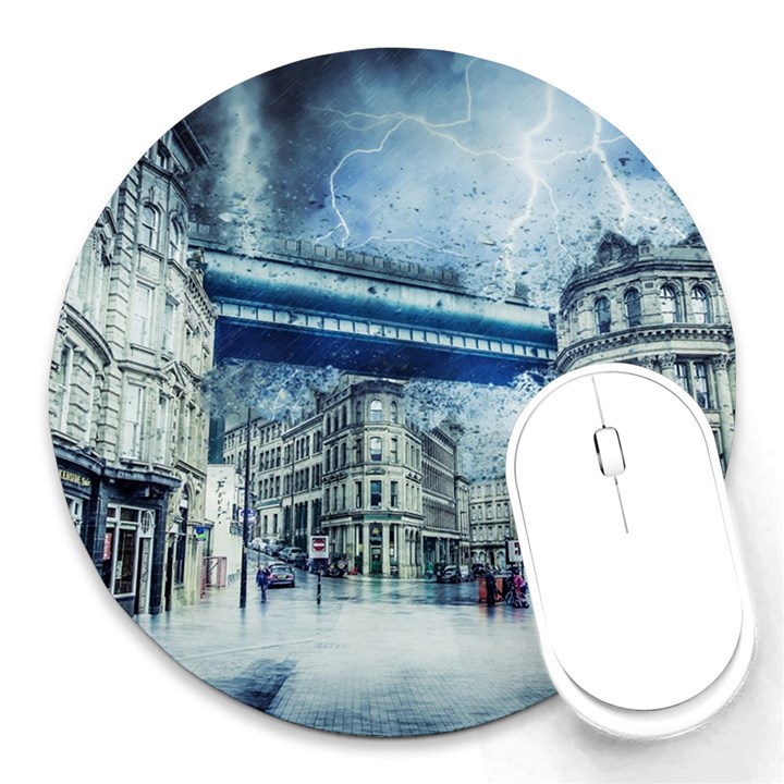 Storm Weather Nature Thunderstorm Round Mousepads