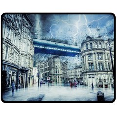 Storm Weather Nature Thunderstorm Double Sided Fleece Blanket (medium)  by Celenk