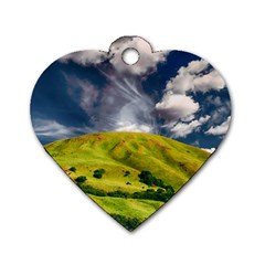 Hill Countryside Landscape Nature Dog Tag Heart (two Sides) by Celenk