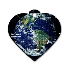 Earth Internet Globalisation Dog Tag Heart (one Side)