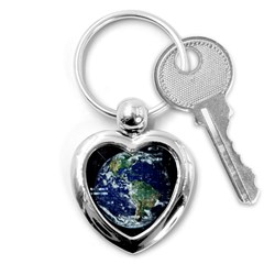 Earth Internet Globalisation Key Chains (heart)  by Celenk