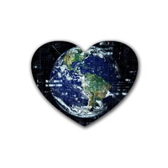 Earth Internet Globalisation Rubber Coaster (heart)  by Celenk