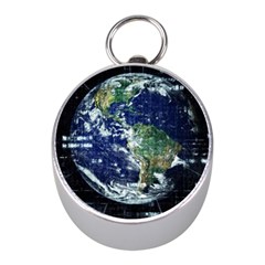 Earth Internet Globalisation Mini Silver Compasses